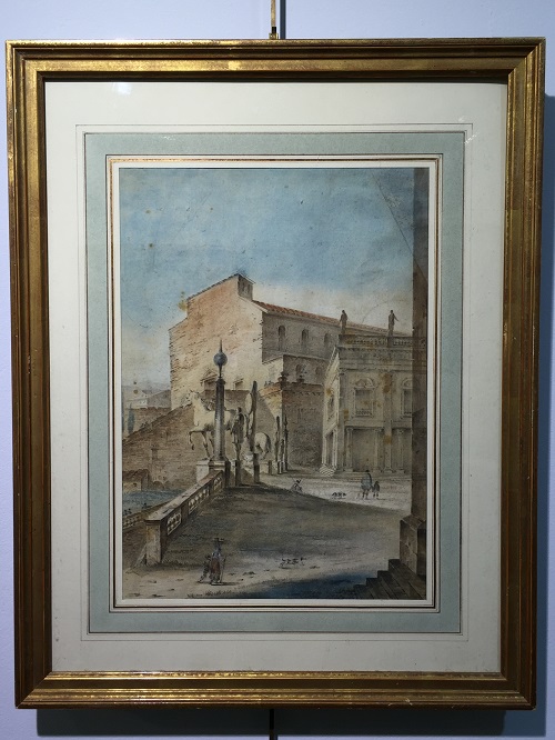 Titre :  Ecole italienne 18ème S; Rome aquarelle D: 35*26 cm 