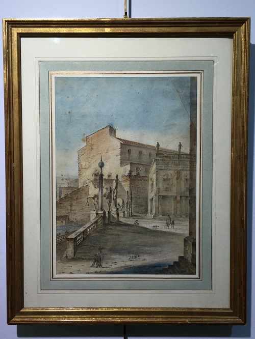 Titre :  Ecole italienne 18ème S; Rome aquarelle D: 35*26 cm 